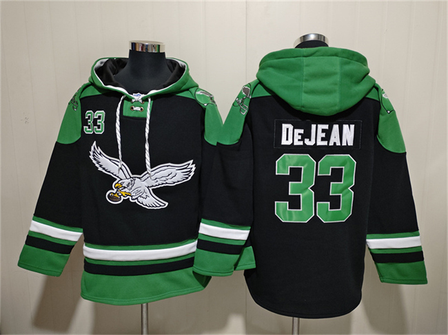 Men's Black Philadelphia Eagles #33 Cooper DeJean Ageless Must-Have Lace-Up Pullover Hoodie